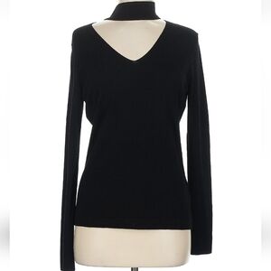 $318 ETCETERA Sweaters Lightweight Collarneck Cutout V-neck Back Button Closure